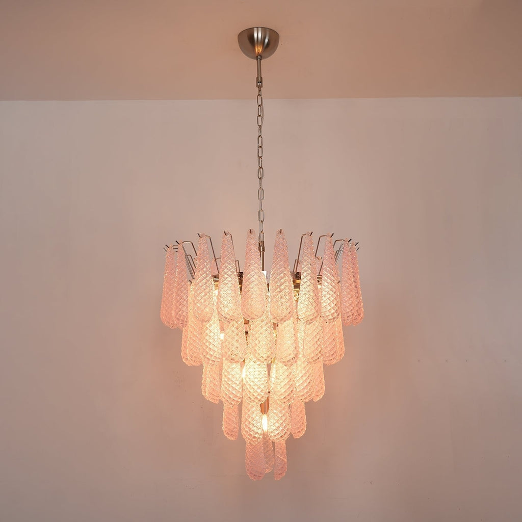 Murano Pink Glass Droplet Chandelier