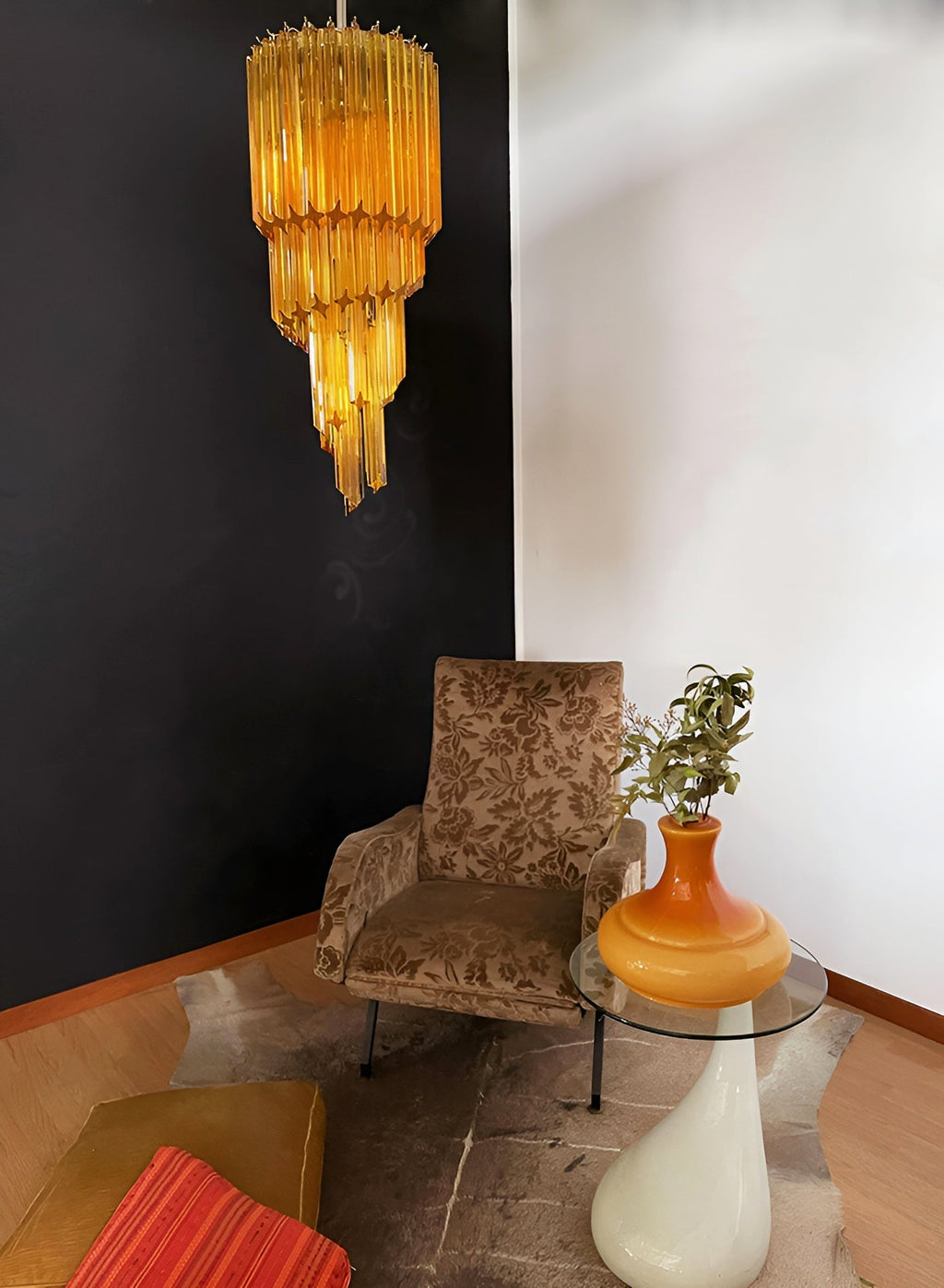 Murano Spiral Prism Glass Chandelier