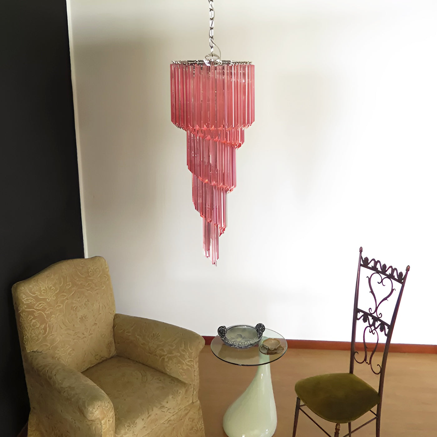Murano Spiral Prism Glass Chandelier
