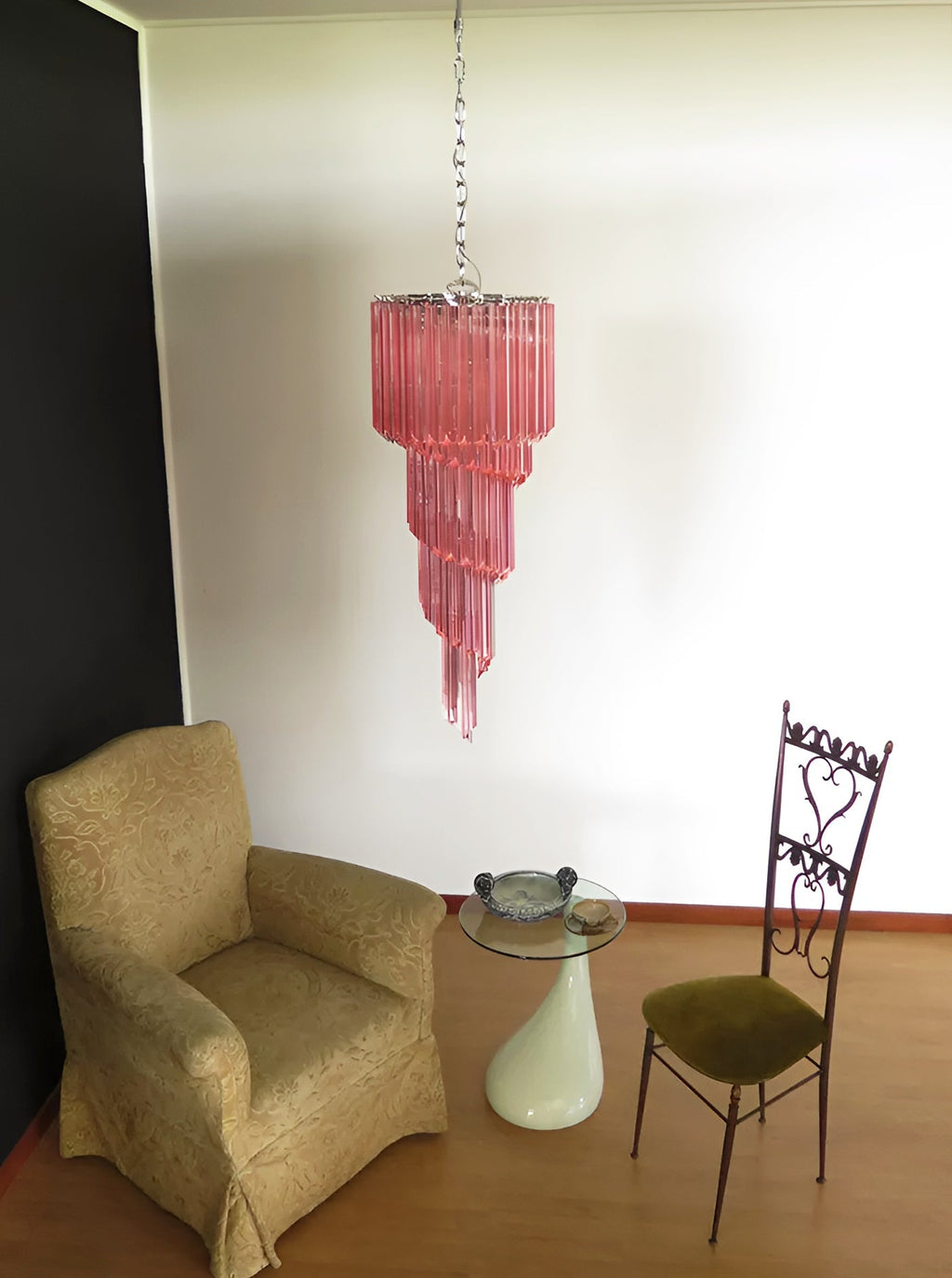 Murano Spiral Prism Glass Chandelier
