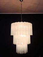 Murano Glass Chandelier – 52 Tubes – Opal