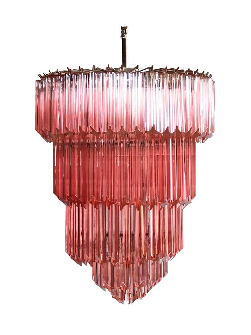 Murano Glass Chandelier – 112 Prisms – Pink