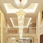 New Style Royal Large Crystal Chandelier Long Ceiling Lighting for Living Room Staircase / Entryway
