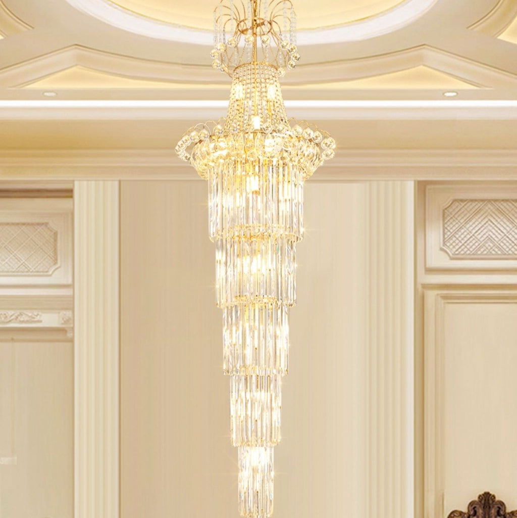 New Style Royal Large Crystal Chandelier Long Ceiling Lighting for Living Room Staircase / Entryway