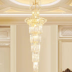 New Style Royal Large Crystal Chandelier Long Ceiling Lighting for Living Room Staircase / Entryway
