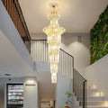 New Style Royal Large Crystal Chandelier Long Ceiling Lighting for Living Room Staircase / Entryway
