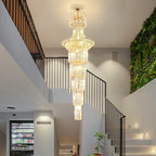 New Style Royal Large Crystal Chandelier Long Ceiling Lighting for Living Room Staircase / Entryway