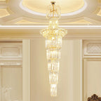 New Style Royal Large Crystal Chandelier Long Ceiling Lighting for Living Room Staircase / Entryway