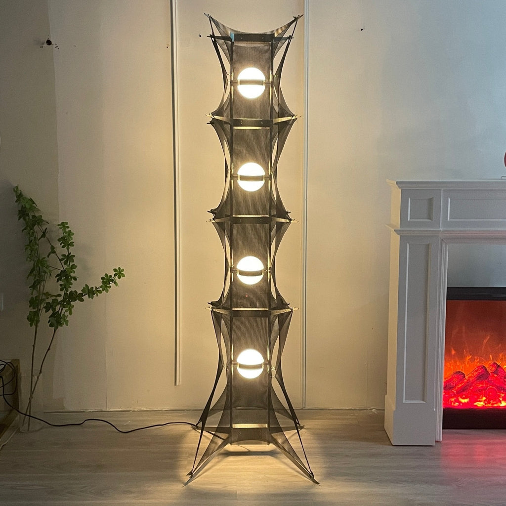 Noir Mesh Tower Floor Lamp