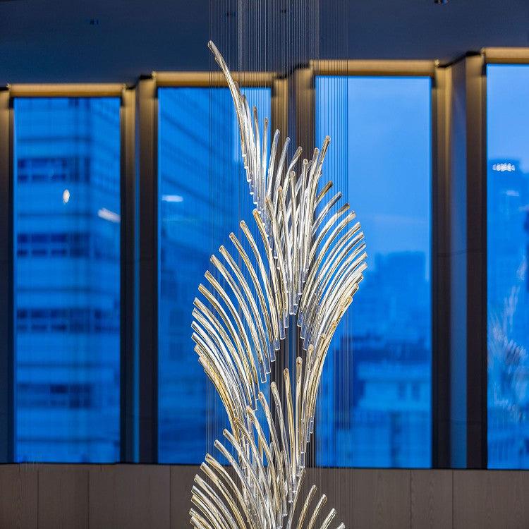 European Style Spiral Glass Chandelier for Staircase / foyer / hotel / villa