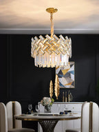 Post-Modern Light Luxury Fence Crystal Chandelier Suit for Living / dining Room