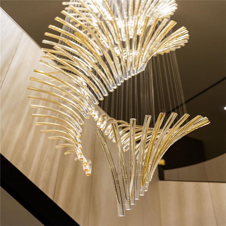 European Style Spiral Glass Chandelier for Staircase / foyer / hotel / villa