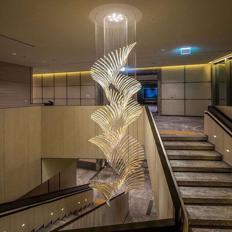 European Style Spiral Glass Chandelier for Staircase / foyer / hotel / villa