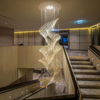 European Style Spiral Glass Chandelier for Staircase / foyer / hotel / villa