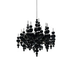 Modern Black & White Glass Ball Cluster Chandelier – Round / linear Metal Finish for Living & Dining Room