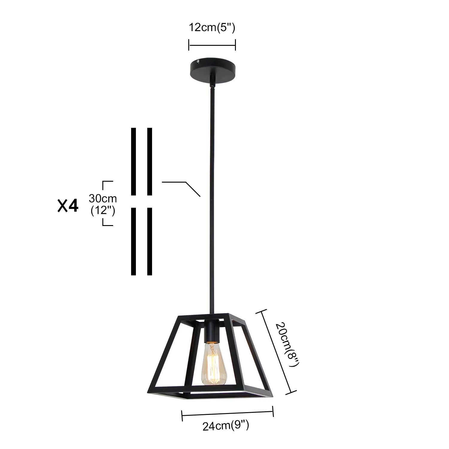 American Vintage Industrial Style Trapeziform Iron Chandelier for Clothing Stores / Bars / cafes / restaurants