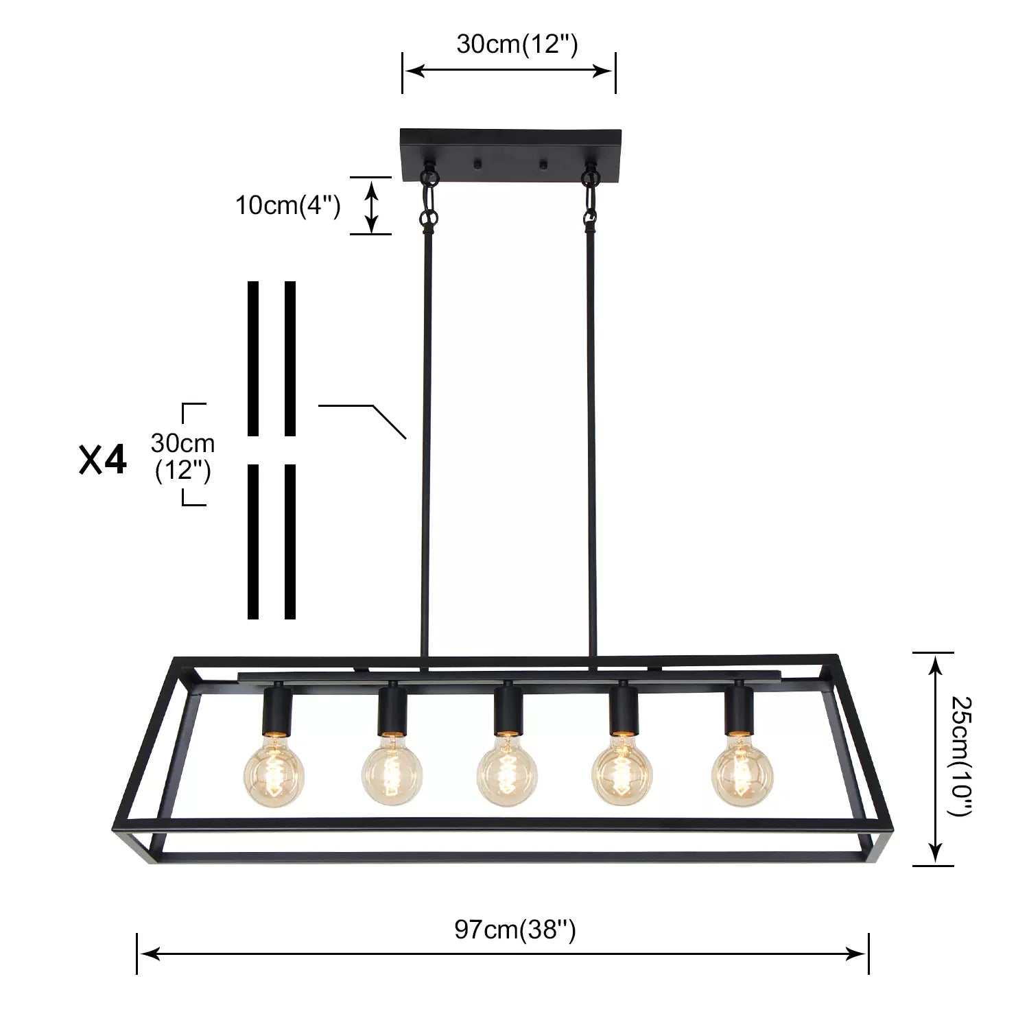 American Vintage Industrial Style Trapeziform Iron Chandelier for Clothing Stores / Bars / cafes / restaurants