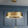 Titanium Gold Finish Round Hollow Crystal Chandelier with Tiered Design for Living Room