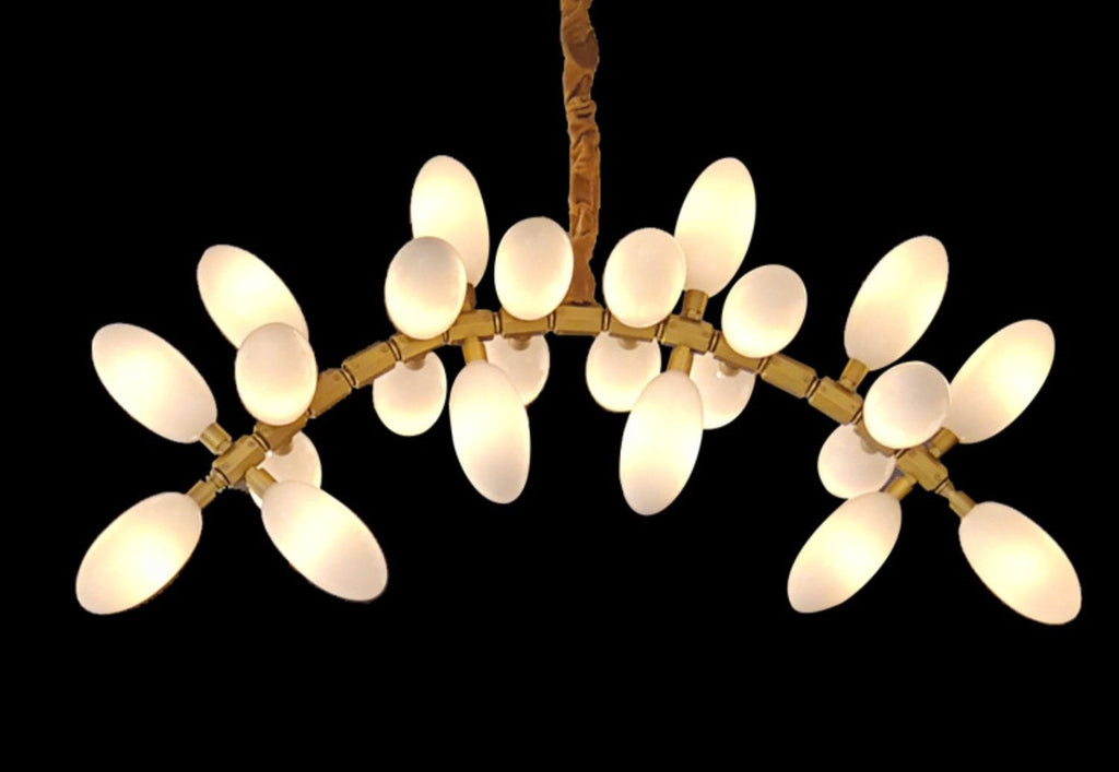 Nordic Art Long Magnolia Alba Glass Ceiling Chandelier for Staircase / hallway / entryway Light