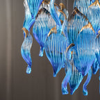 Galaxy Ocean Drift Blown Glass Crystal Spiral Chandelier