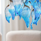 Galaxy Ocean Drift Blown Glass Crystal Spiral Chandelier