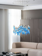 Galaxy Ocean Drift Blown Glass Crystal Spiral Chandelier