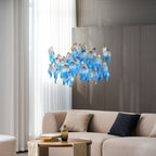 Galaxy Ocean Drift Blown Glass Crystal Spiral Chandelier