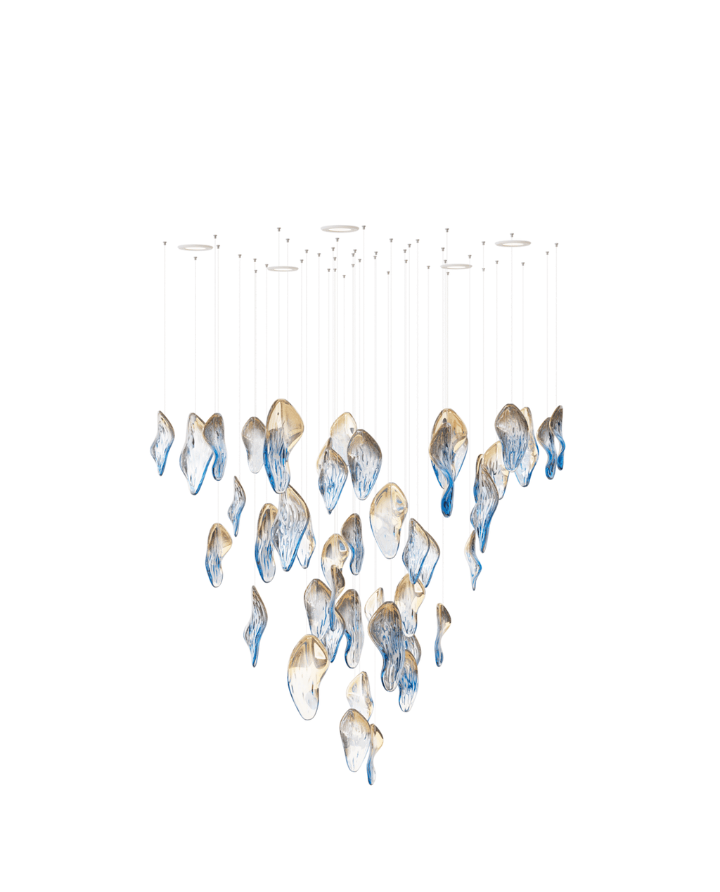 Galaxy Ocean Drift Blown Glass Crystal Spiral Chandelier
