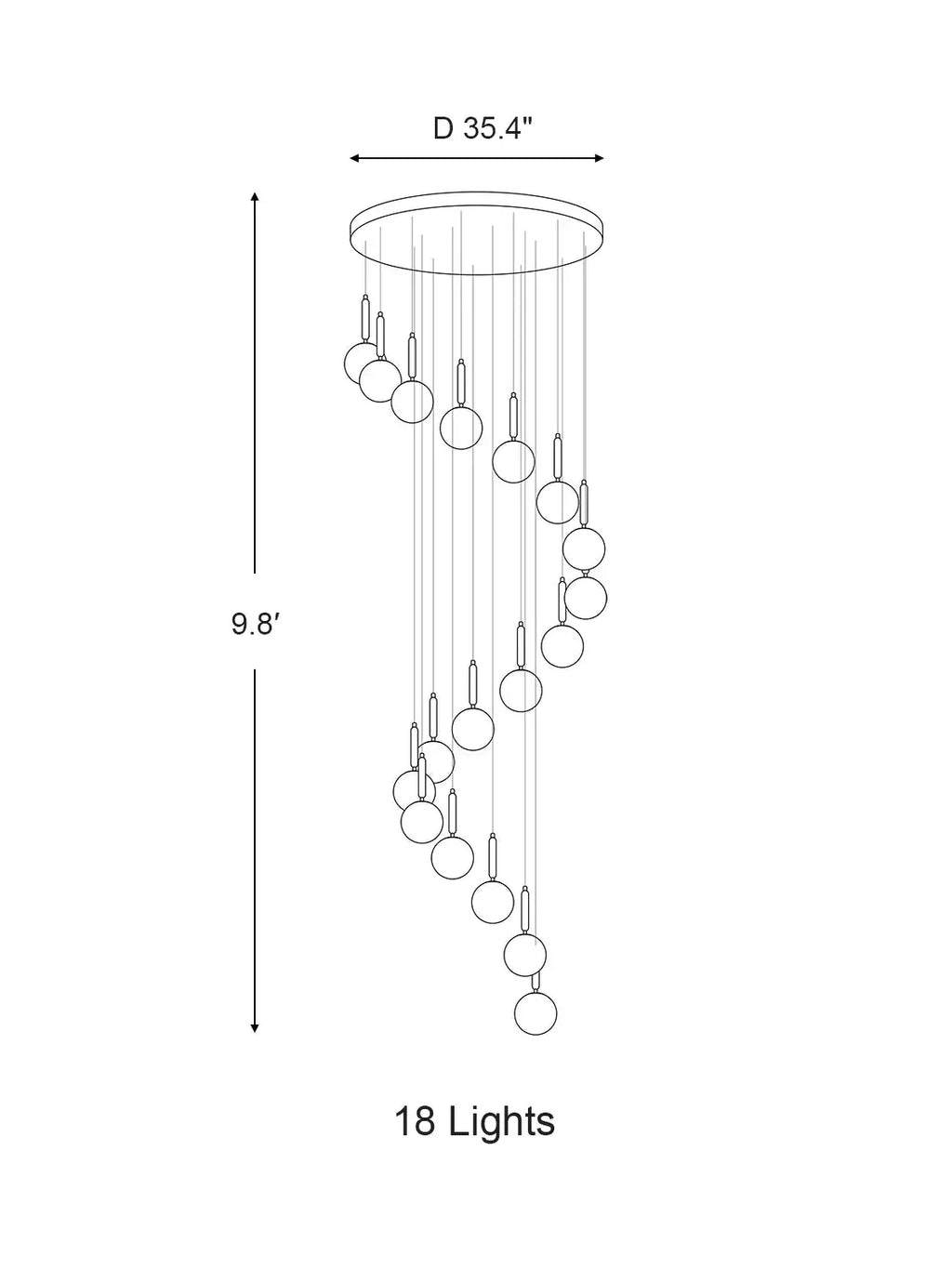 Extra Large Nordic Minimalist Long Pendant Light for Spiral Staircase / high-Ceiling Room