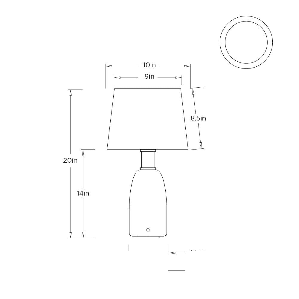 Stratus Rechargeable Accent Lamp PAC01 technical dimension drawing