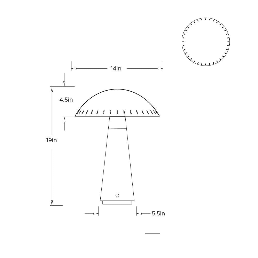 Struzzo Accent Lamp PAC03 technical dimension drawing