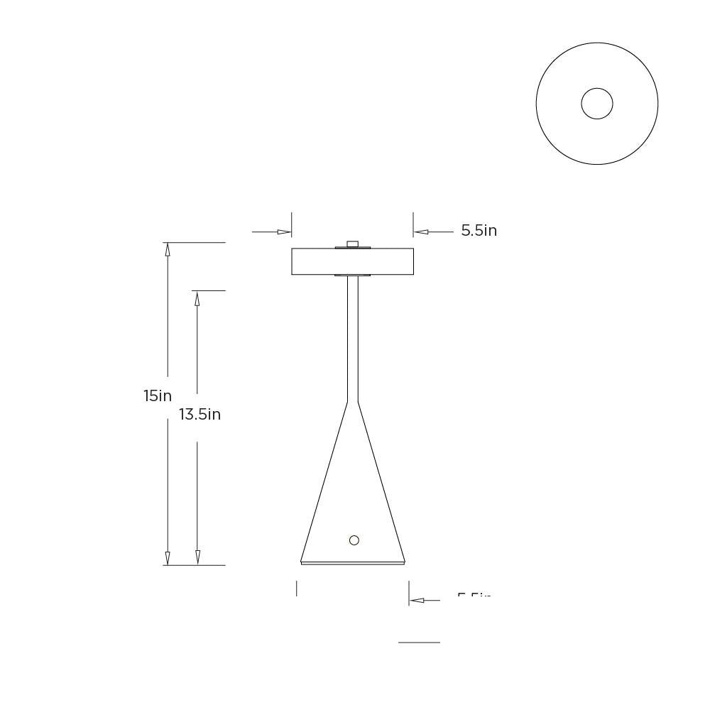 Eos Rechargeable Accent Lamp PAC06 technical dimension drawing