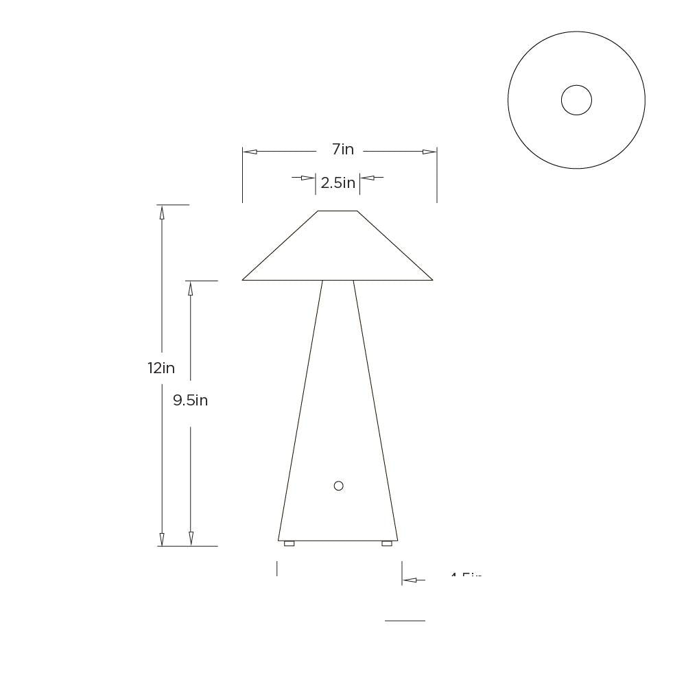 Chanell Rechargeable Accent Lamp PAC07 technical dimension drawing