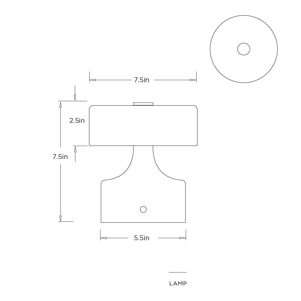 Verglas Mini Rechargeable Accent Lamp PAC08 technical dimension drawing