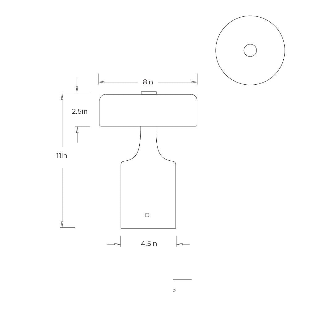 Verglas Rechargeable Accent Lamp PAC09 technical dimension drawing