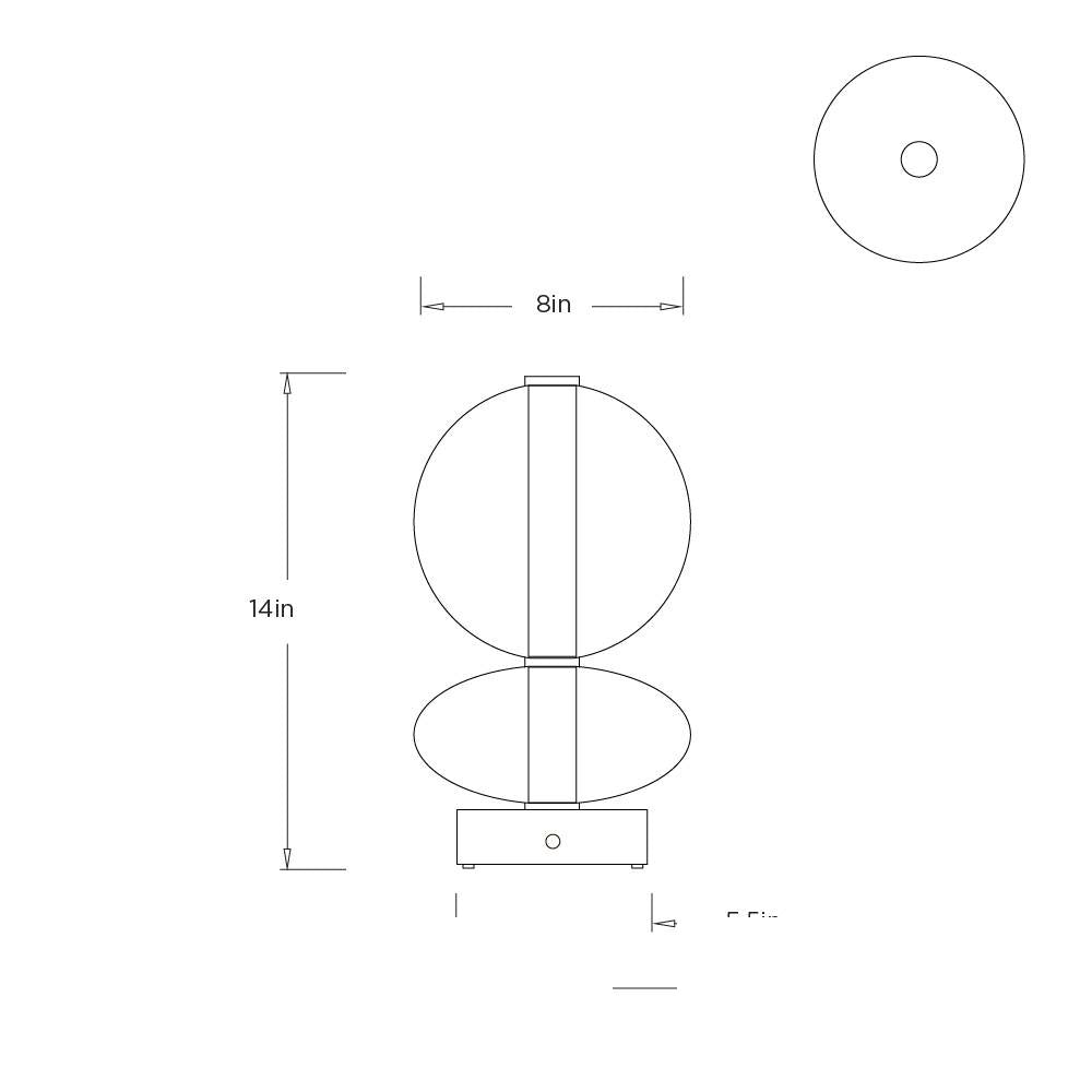 Raphael Rechargeable Accent Lamp PAC10 technical dimension drawing
