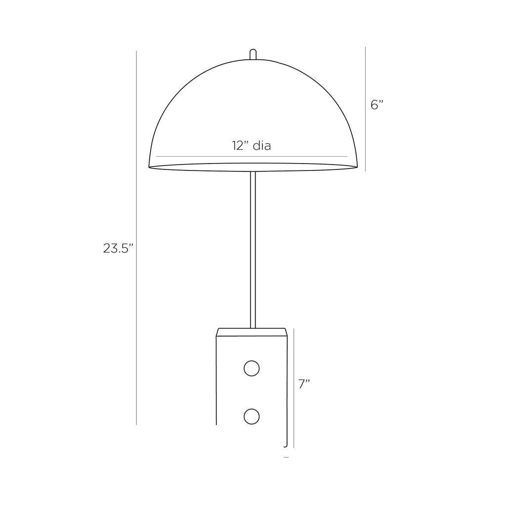 Weslan Desk Lamp PDC01 technical dimension drawing