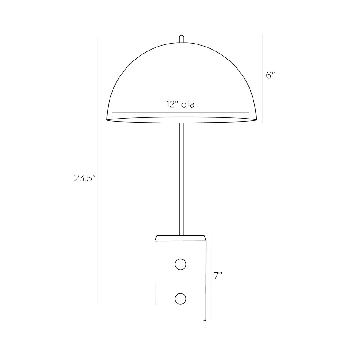 Weslan Desk Lamp PDC01 technical dimension drawing