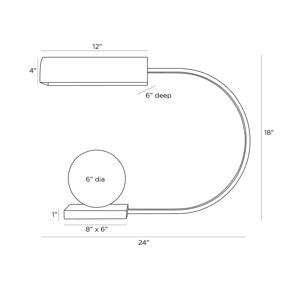 Venice Desk Lamp PDC09 technical dimension drawing