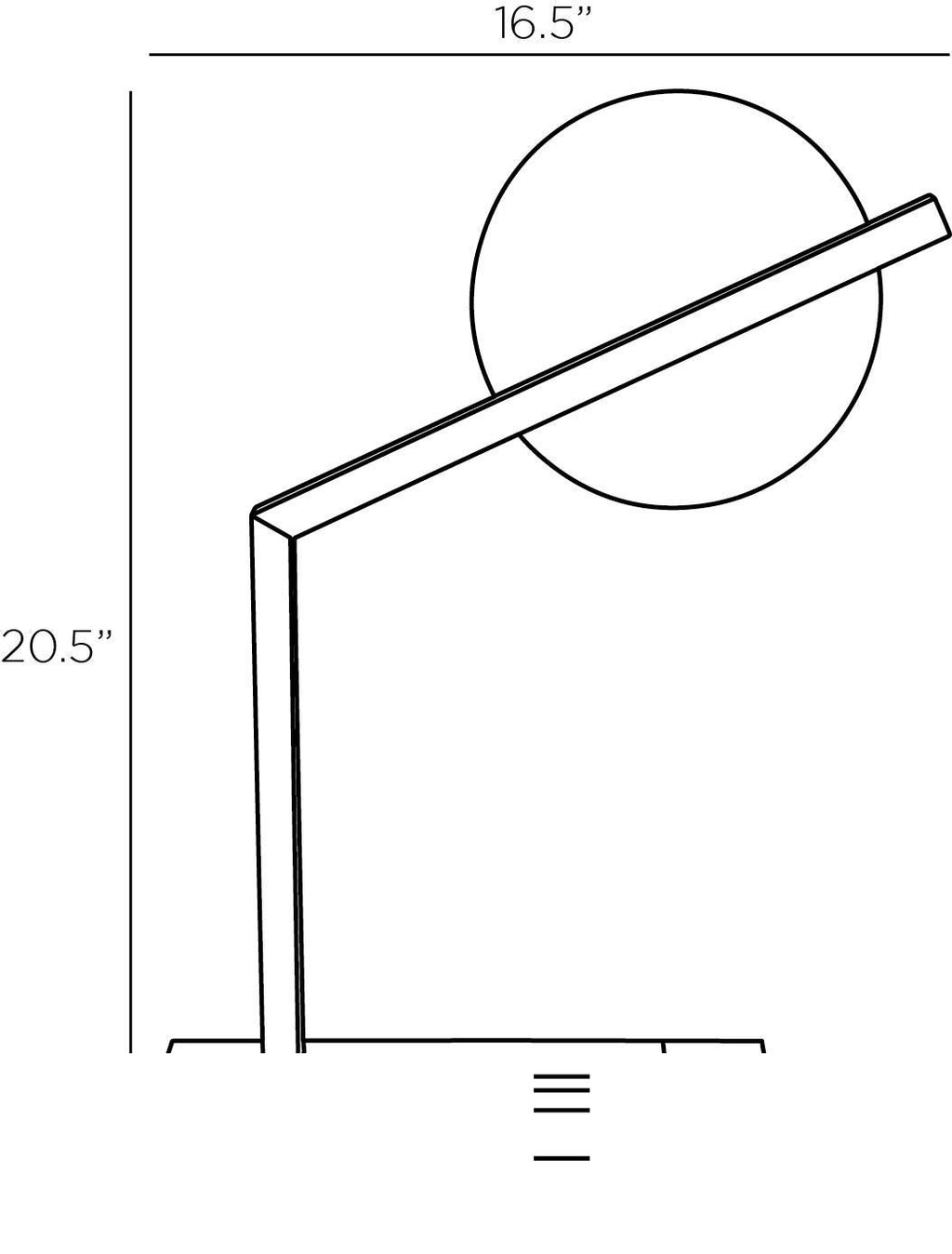 Zahar Desk Lamp PDC11 technical dimension drawing