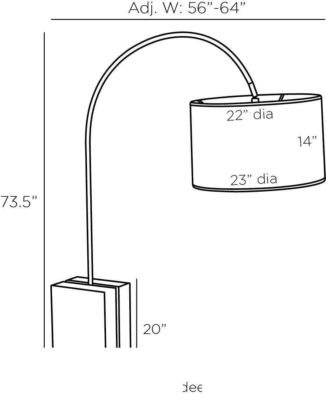 Bali Floor Lamp PFC13-SH034 technical dimension drawing