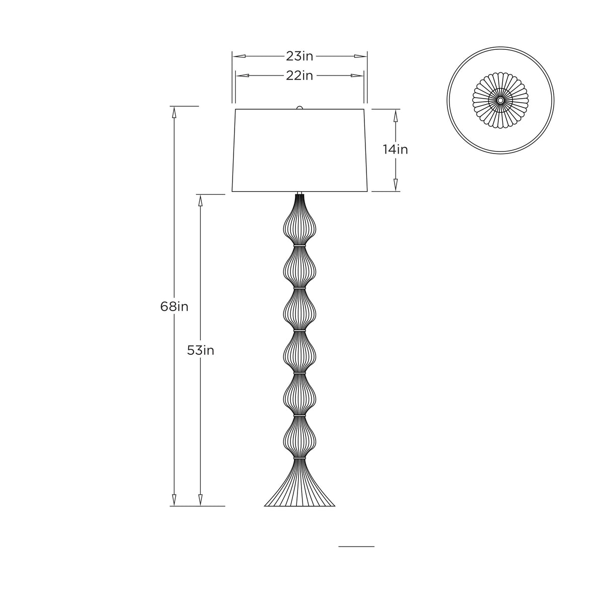Nicole Floor Lamp PFC23-860 technical dimension drawing