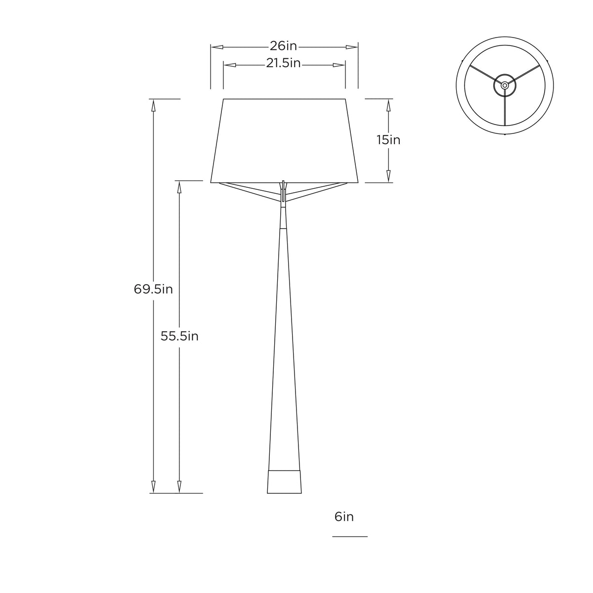 Elden Floor Lamp PFC24-401 technical dimension drawing