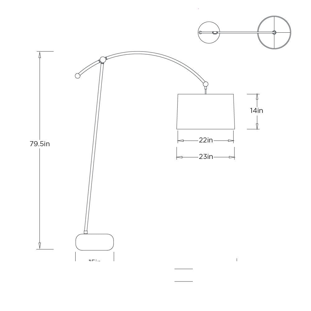 Calder Floor Lamp PFC25-SH068 technical dimension drawing