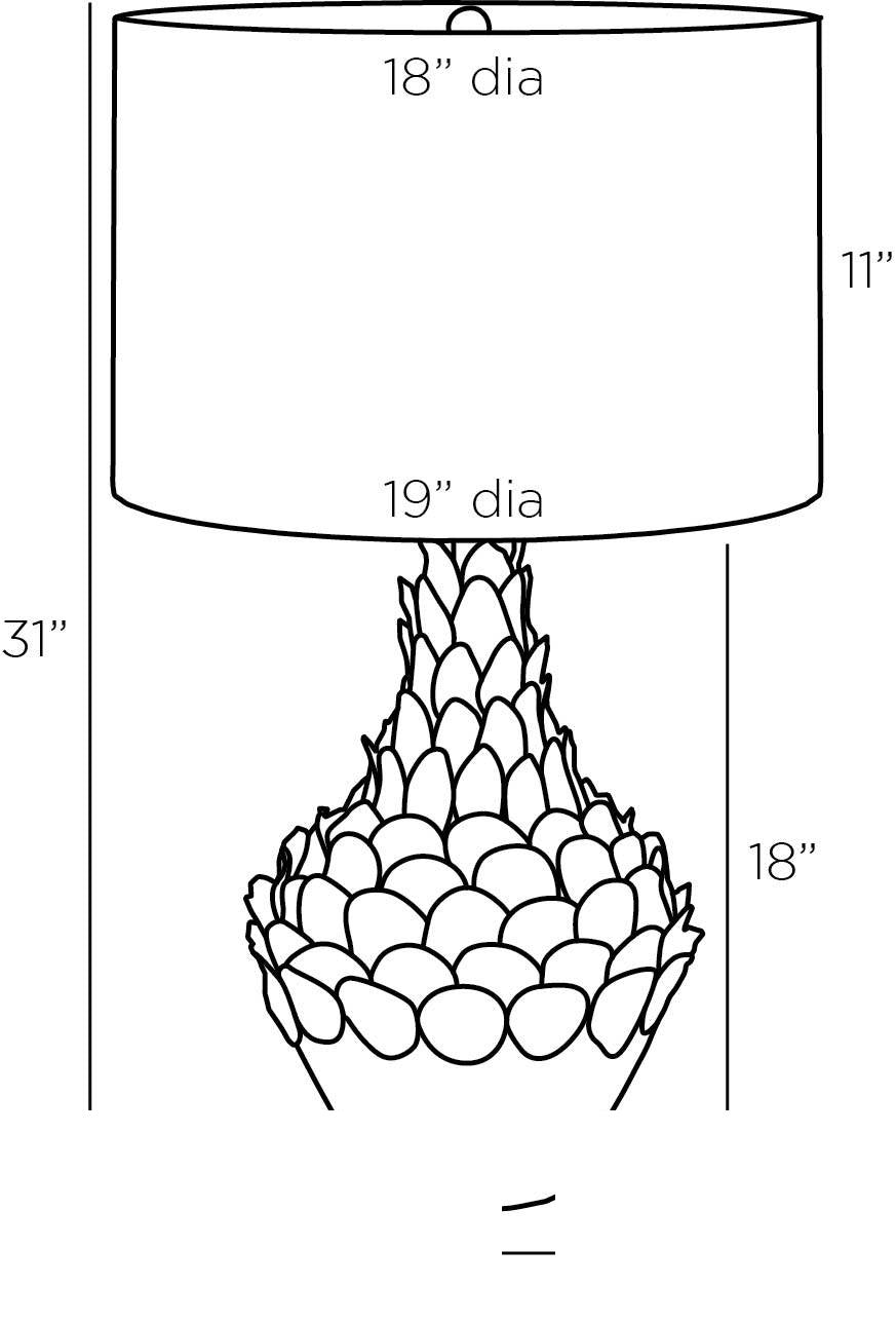 Aegon Table Lamp PTC12-690 technical dimension drawing
