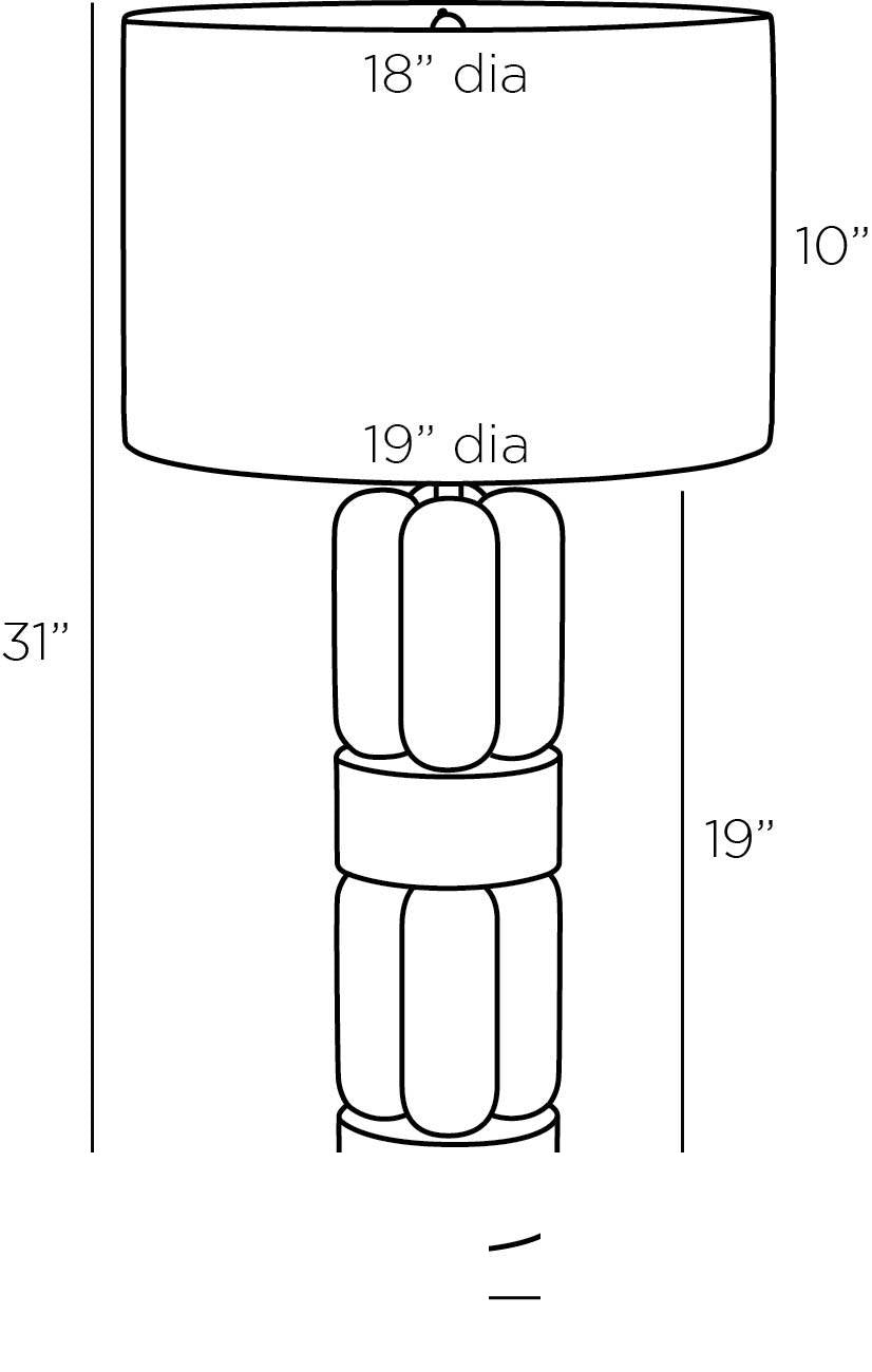 Bronson Table Lamp PTC16-SH022 technical dimension drawing
