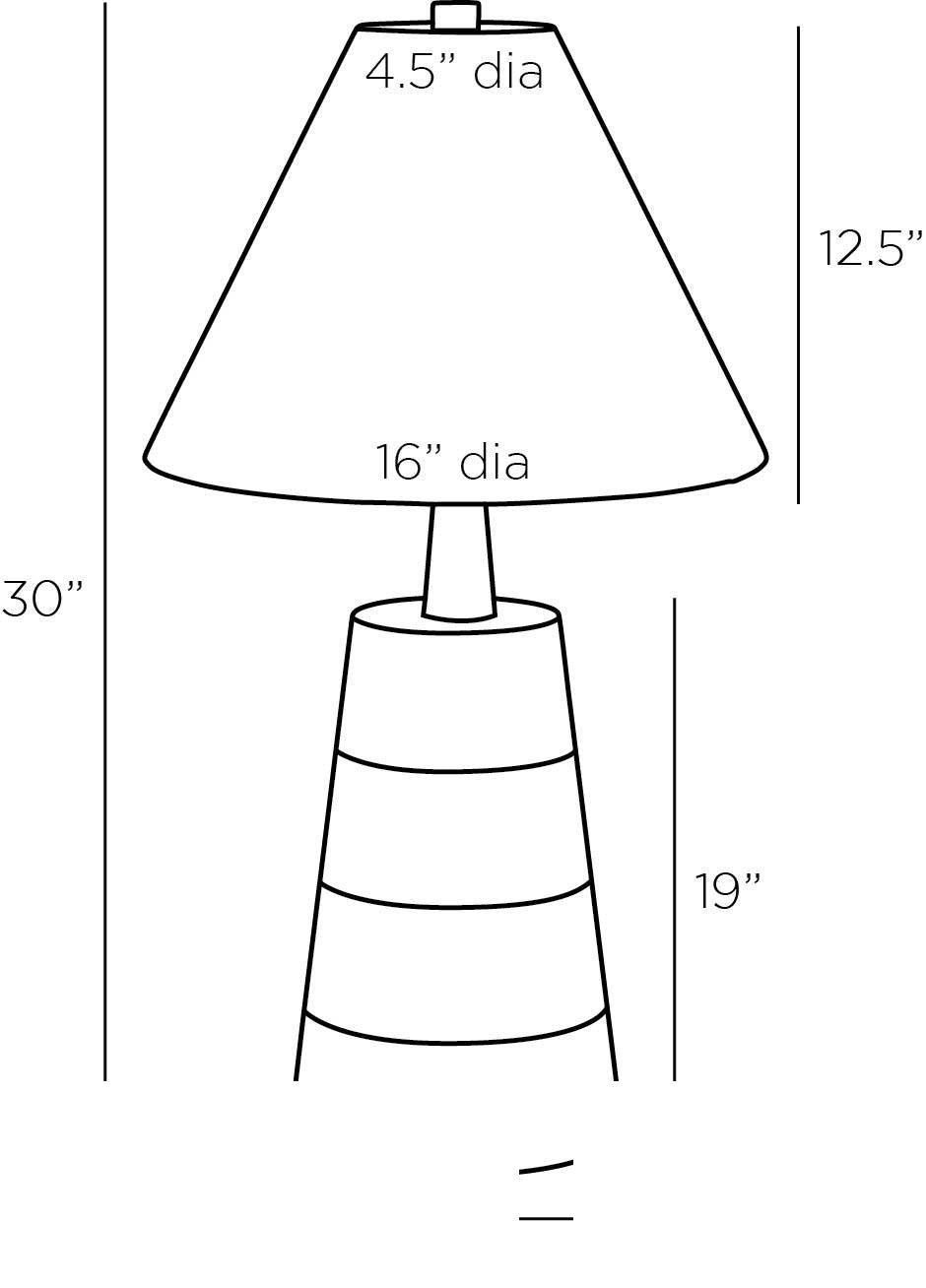 Yuri Table Lamp PTC27 technical dimension drawing