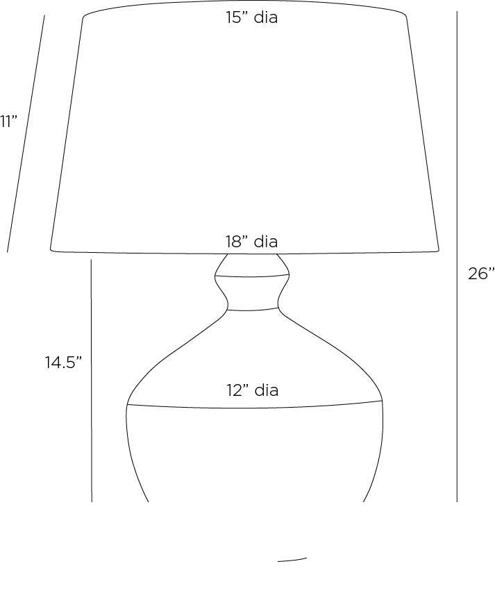 Clementine Table Lamp PTC32-591 technical dimension drawing