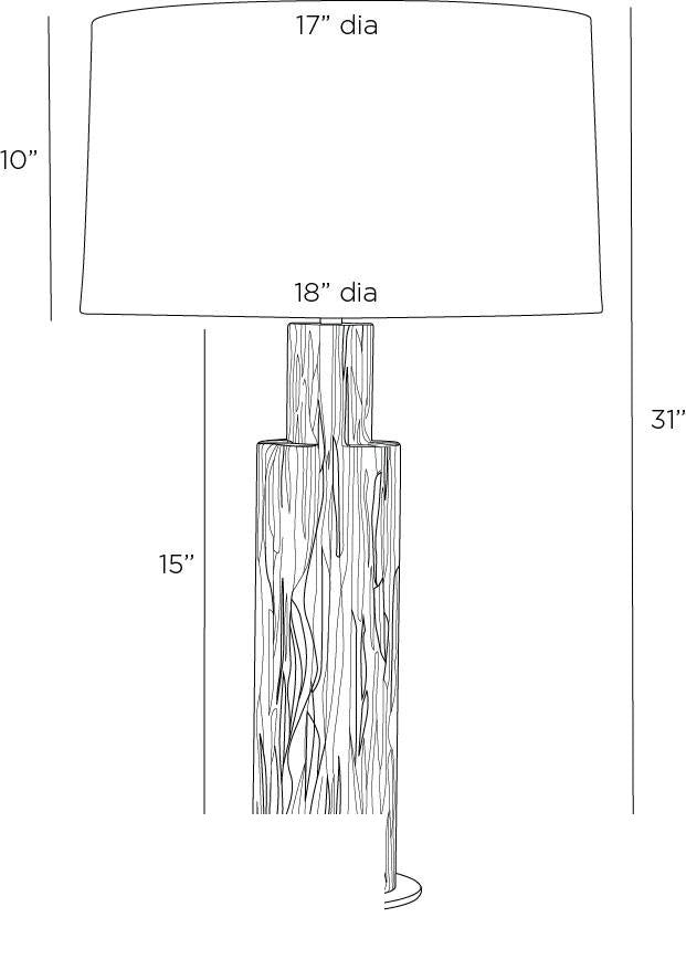 Eris Table Lamp PTC35-643 technical dimension drawing
