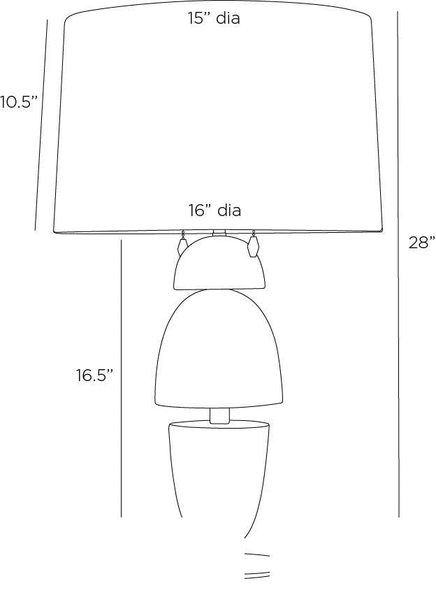 Comal Table Lamp PTC43-229 technical dimension drawing